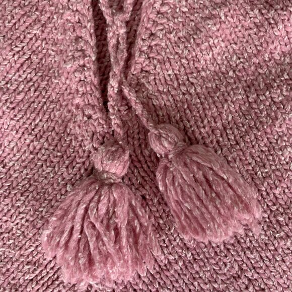Vintage World Folk Art Pink Fringe Knit Boho Hippie Poncho Sweater - Picture 6 of 12